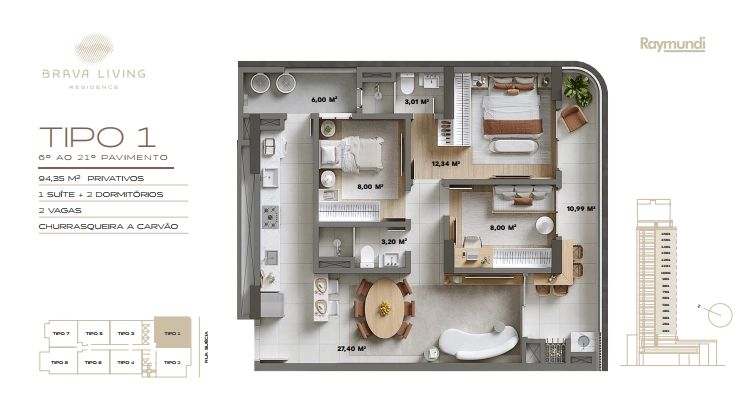 Apartamento no Edifício Brava Living na Praia Brava: 2ª foto da galeria de imagens do imóvel
