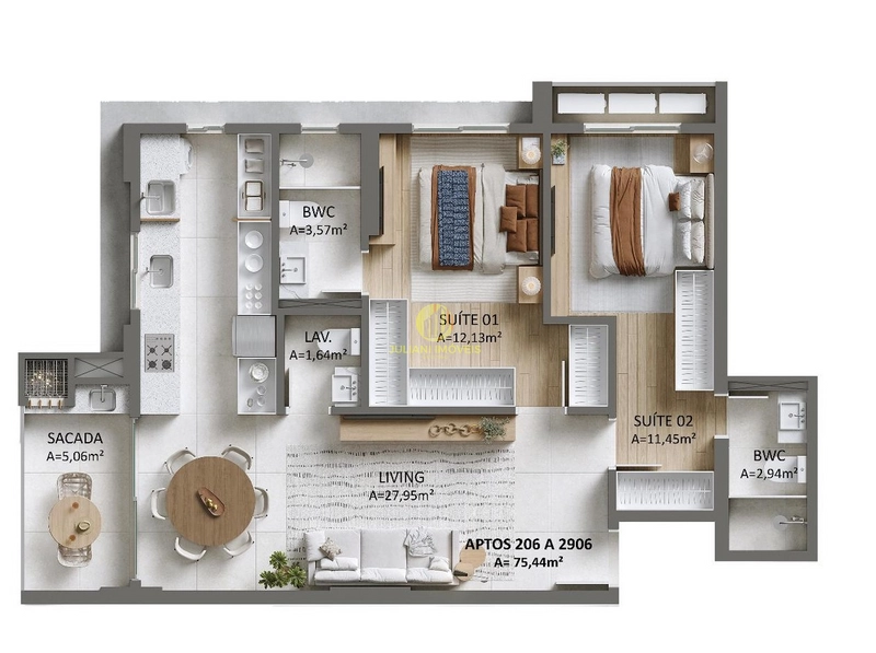Apartamento 2 suítes na Fazenda em Itajaí: 2ª foto da galeria de imagens do imóvel