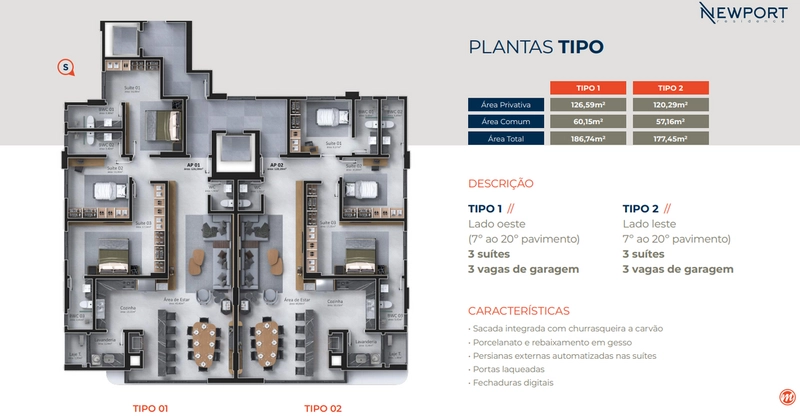 Apartamento no Ed. Newport Residence em Balneário Camboriú: 5ª foto da galeria de imagens do imóvel