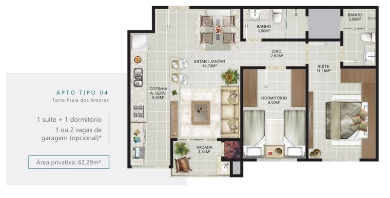 Apartamento no Portal da Brava Residencial: 4ª foto da galeria de imagens do imóvel