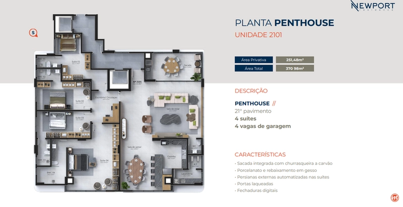 Penthouse no Edifício Newport Beach em balneário Camboriu: 16ª foto da galeria de imagens do imóvel