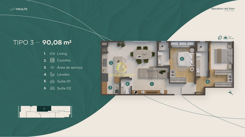 Apartamento no  Splendore del Mare Residencial na Cabeçudas: 4ª foto da galeria de imagens do imóvel