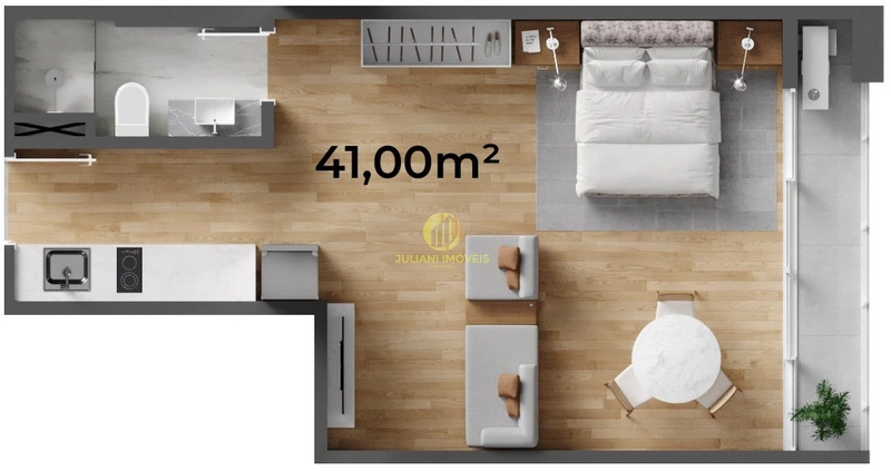 Apartamento studio no centro de Itajaí no Ed. Downtown: 4ª foto da galeria de imagens do imóvel