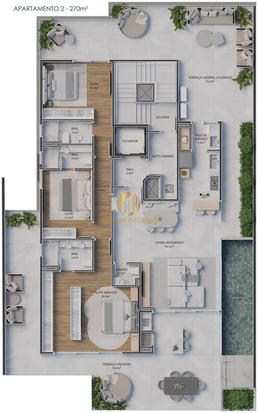 Apartamento no Ed. Oyster na Praia Brava: 5ª foto da galeria de imagens do imóvel