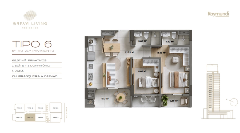 Apartamento no Ed. Brava Living na Praia Brava: 1ª foto da galeria de imagens do imóvel