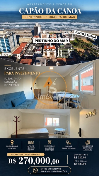 APARTAMENTO À VENDA EM CAPÃO DA CANOA! CENTRINHO • 1 QUADRA DO MAR • ÓTIMO VALOR: 23ª foto da galeria de imagens do imóvel