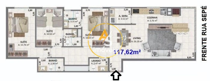 EXCELENTE APARTAMENTO DE 3 SUÍTES!!!: 2ª foto da galeria de imagens do imóvel