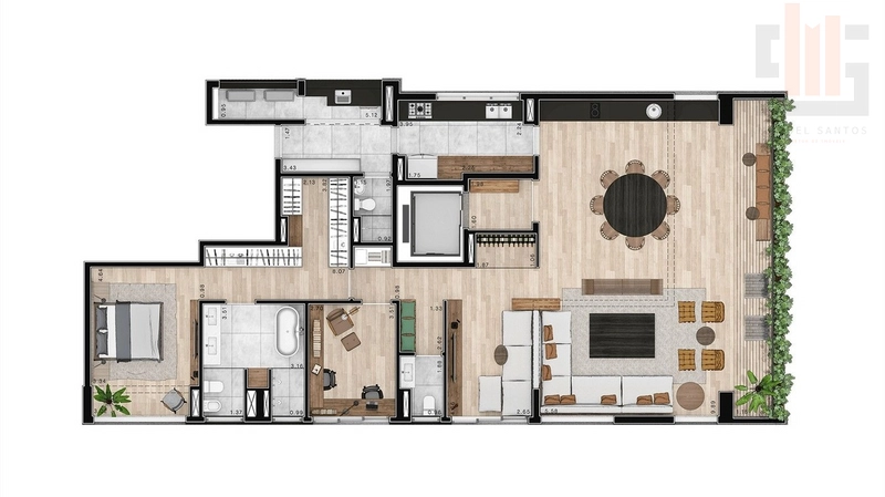 Apartamento no jardins, alto padrão com varanda: 7ª foto da galeria de imagens do imóvel