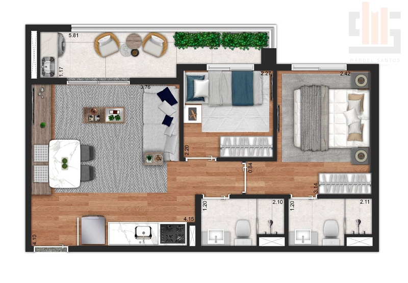 Apartamento 2 dormitórios, Pompeia próximo ao Shopping Bourbon: 2ª foto da galeria de imagens do imóvel