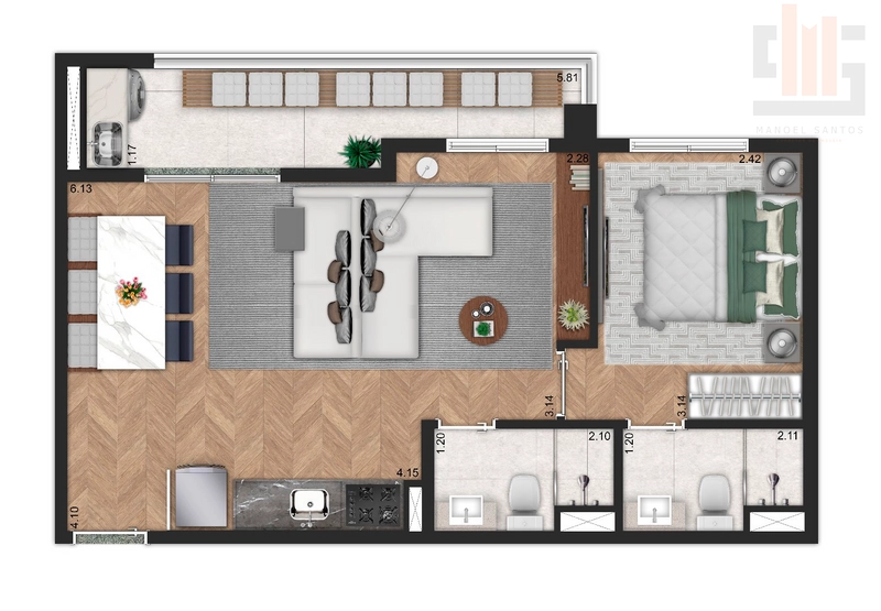 Apartamento 2 dormitórios, Pompeia próximo ao Shopping Bourbon: 4ª foto da galeria de imagens do imóvel