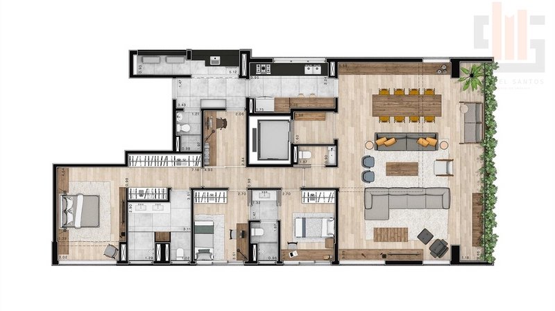Apartamento no jardins, alto padrão com varanda: 4ª foto da galeria de imagens do imóvel
