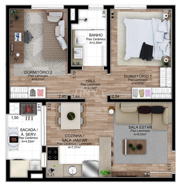 Apartamento de 2 dormitórios em Gravataí - Morar a uma quadra do centro de Gravataí. : 12ª foto da galeria de imagens do imóvel