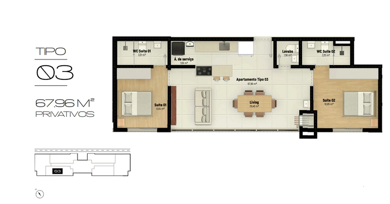 Volcco Arboa - Apartamentos 2 Suites no Bairro Santa Rita em Brusque.: 16ª foto da galeria de imagens do imóvel