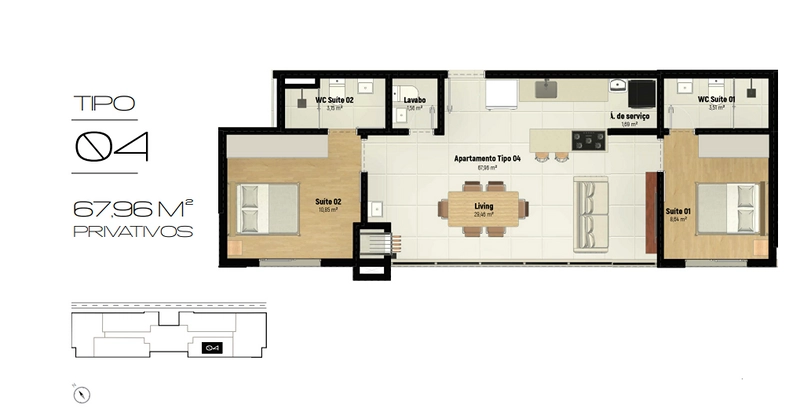 Volcco Arboa - Apartamentos 2 Suites no Bairro Santa Rita em Brusque.: 17ª foto da galeria de imagens do imóvel