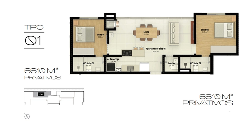 Volcco Arboa - Apartamentos 2 Suites no Bairro Santa Rita em Brusque.: 14ª foto da galeria de imagens do imóvel