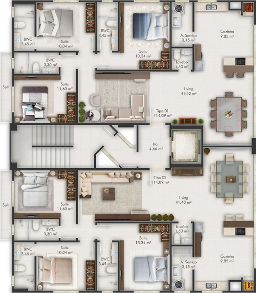 Apartamento 3 Suítes 2 Vagas - Porto Belo: 7ª foto da galeria de imagens do imóvel