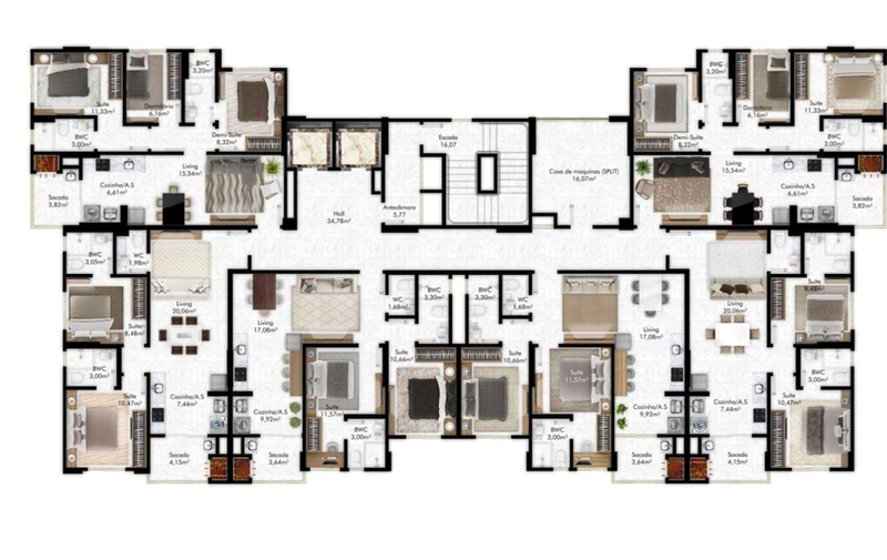 OPORTUNIDADE! Apartamento na planta com duas suítes, com visão para o mar localizado no bairro Morretes: 9ª foto da galeria de imagens do imóvel