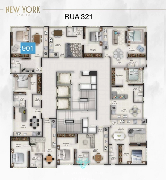 Apartamento com 01- Dormitório - 01 - Suíte: 2ª foto da galeria de imagens do imóvel