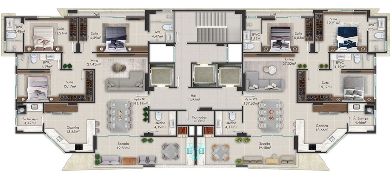 Apartamento 3 suítes 3 vagas - Em Construção: 11ª foto da galeria de imagens do imóvel