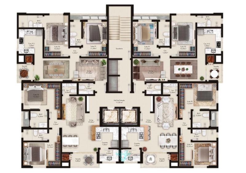 Apartamento com 2 suítes, 80m² e lazer completo em Porto Belo: 8ª foto da galeria de imagens do imóvel