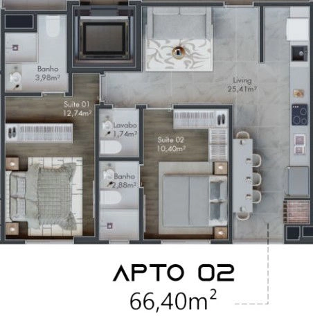 Apartamento 2 suítes 1 vaga: 15ª foto da galeria de imagens do imóvel