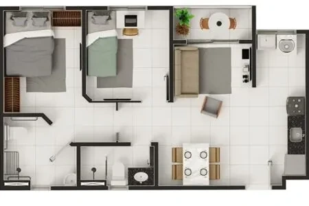 Apartamentos no  Condomínio Ápice Messejana: 20ª foto da galeria de imagens do imóvel