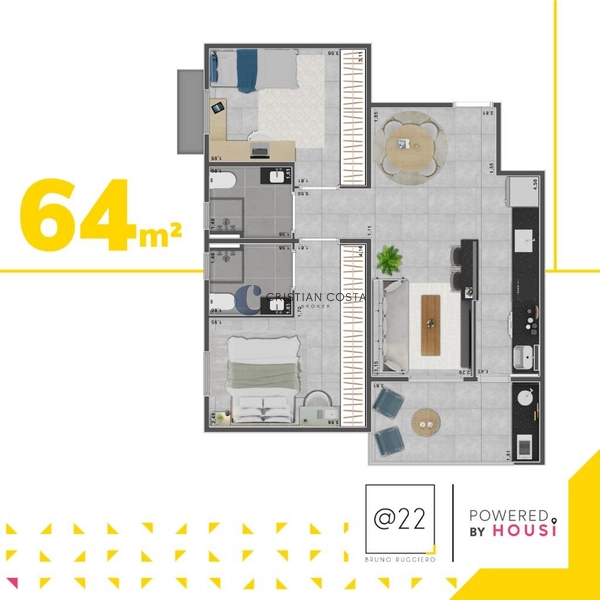 Apto de 64m² com 2 dormitórios em São Carlos/SP.: 6ª foto da galeria de imagens do imóvel