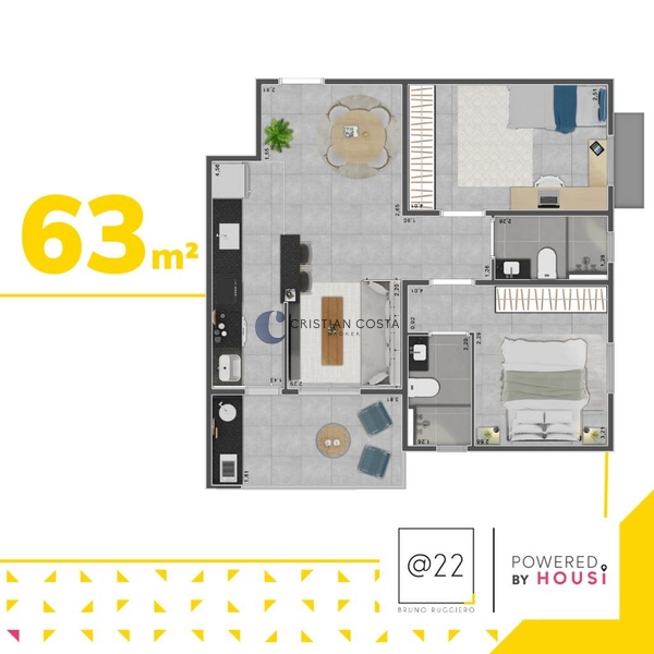 Apto de 64m² com 2 dormitórios em São Carlos/SP.: 8ª foto da galeria de imagens do imóvel