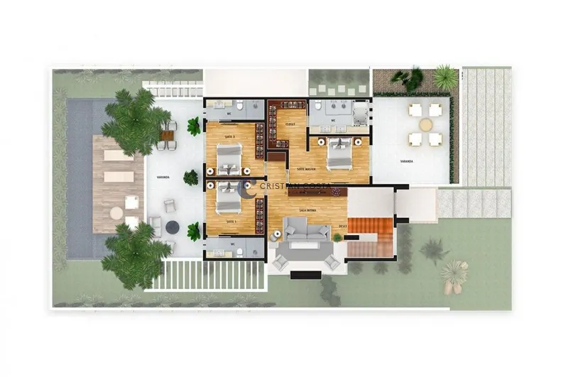 SOBRADO COM 4 SUÍTES E PISCINA NO RESIDENCIAL DAMHA 3 EM SÃO CARLOS/SP: 3ª foto da galeria de imagens do imóvel