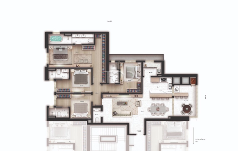 APARTAMENTO 4 SUITES CENTRO DE ITAPEMA: 2ª foto da galeria de imagens do imóvel
