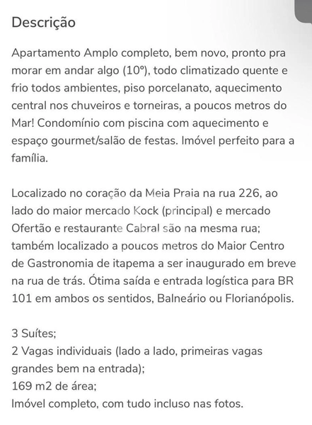 APTO 3 SUÍTES E 2 VAGAS  MOBILIADO EM MEIA PRAIA: 37ª foto da galeria de imagens do imóvel