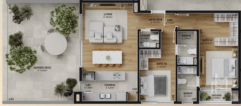 Apartamento Garden 2 quartos no Centro de Gramado: 13ª foto da galeria de imagens do imóvel