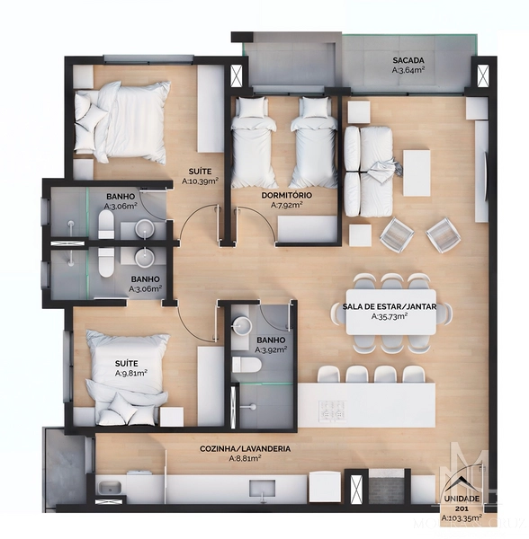 Apartamento 3 quartos no Bavária em Gramado: 13ª foto da galeria de imagens do imóvel