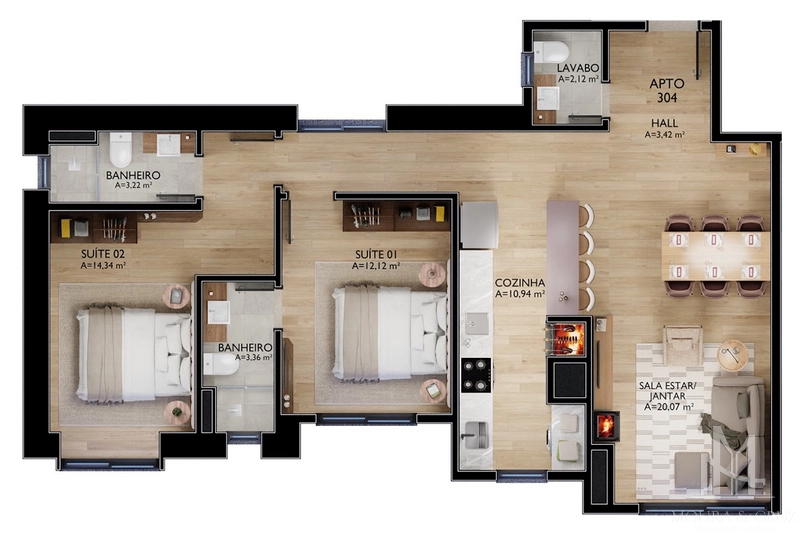 Apartamento com 2 quartos no Centro de Gramado: 6ª foto da galeria de imagens do imóvel