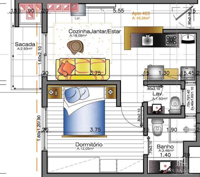 Apartamento 1 quarto na Vila Luiza em Canela: 2ª foto da galeria de imagens do imóvel