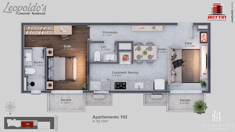 Apartamento 1 quarto no Centro de Canela: 3ª foto da galeria de imagens do imóvel