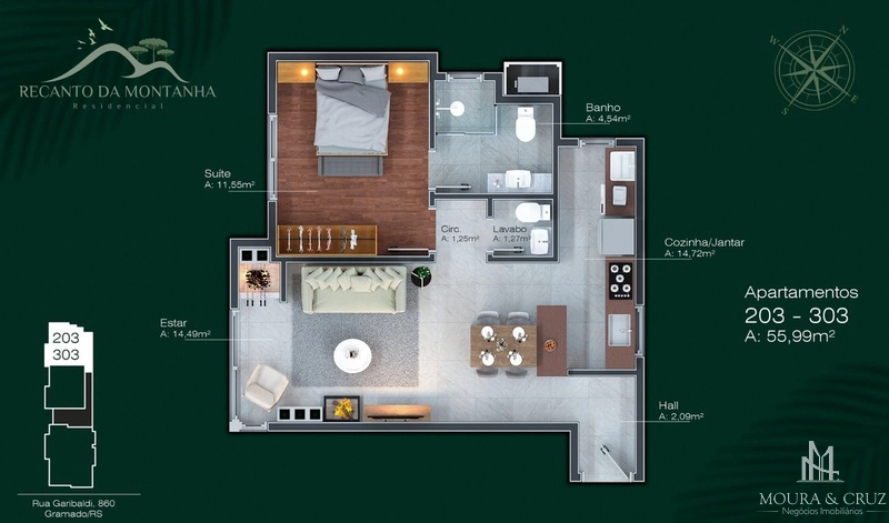 Apartamento 1 quarto no Centro de Gramado: 13ª foto da galeria de imagens do imóvel