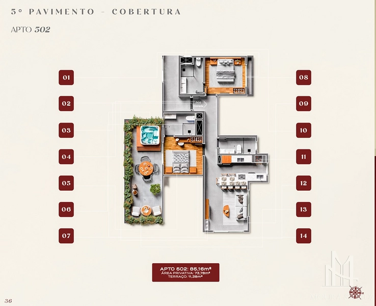 Apartamento Cobertura 2 dormitórios no Centro de Gramado: 15ª foto da galeria de imagens do imóvel