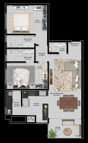 Apartamento novo 2 dormitórios  à venda no Bairro Americano – Lajeado/RS: 2ª foto da galeria de imagens do imóvel