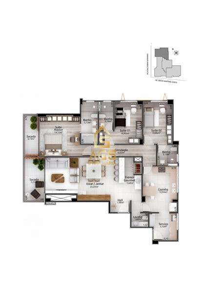 Apartamento de Alto Padrão com 3 Suítes no Bairro Hidráulica – Lajeado/RS: 4ª foto da galeria de imagens do imóvel