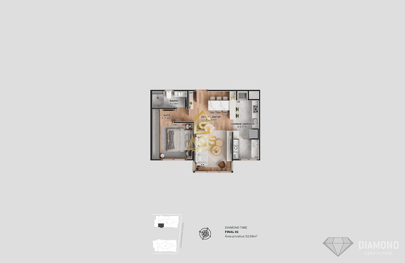 APARTAMENTO 1 DORMITÓRIO: 7ª foto da galeria de imagens do imóvel