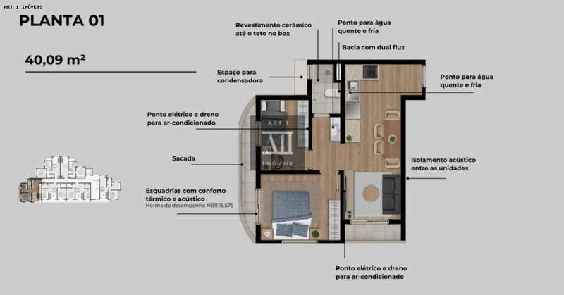 Apartamento para Venda em Curitiba, Portão, 2 dormitórios, 1 banheiro, 1 vaga: 16ª foto da galeria de imagens do imóvel