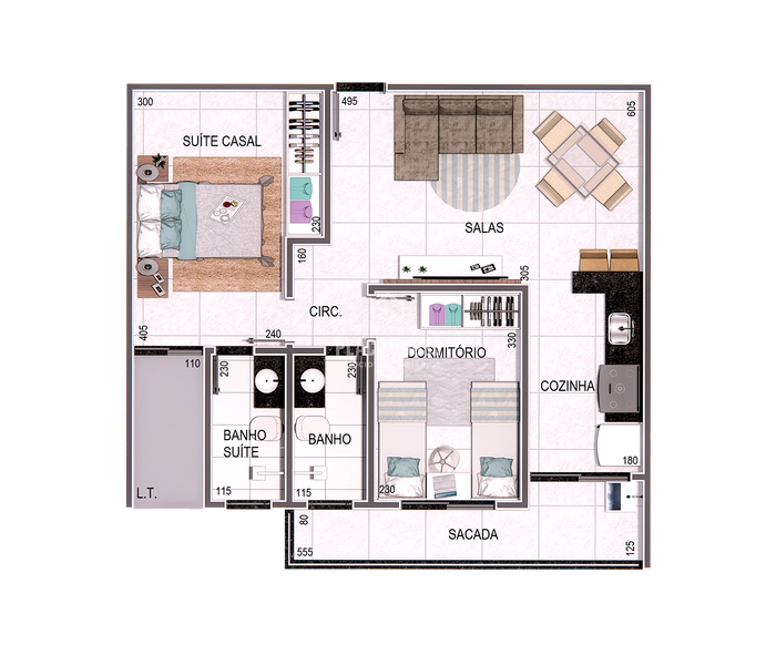 Apartamento com 2 quartos com 1 suíte - Santa Mônica - Uberlândia-MG: 5ª foto da galeria de imagens do imóvel