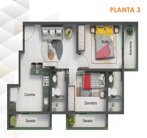Apartamento 02 c/ 01 suíte a partir de 47 m²- Bairro Santa Mônica - Uberlândia-MG: 8ª foto da galeria de imagens do imóvel