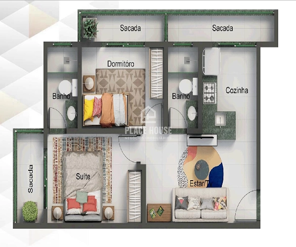 Apartamento 02 c/ 01 suíte a partir de 47 m²- Bairro Santa Mônica - Uberlândia-MG: 9ª foto da galeria de imagens do imóvel