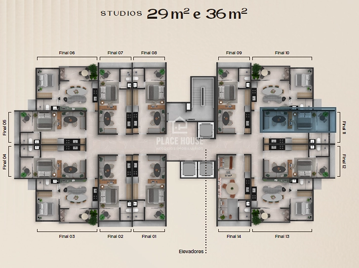 STUDIOS SOLENZA 50 - SANTA MÔNICA - UBERLÂNDIA: 13ª foto da galeria de imagens do imóvel