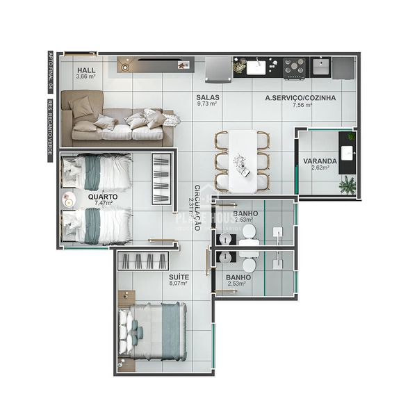 Apartamento com 2 quartos - B. Novo Mundo - Uberlândia-MG: 18ª foto da galeria de imagens do imóvel