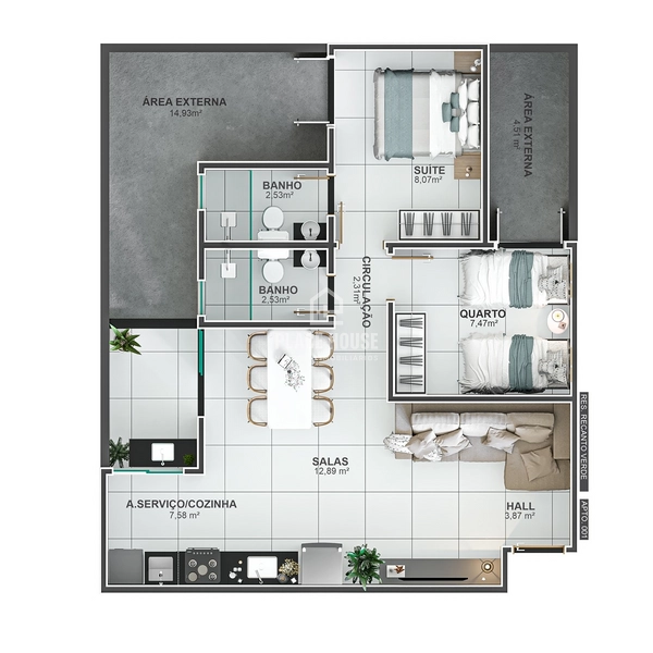 Apartamento com 2 quartos - B. Novo Mundo - Uberlândia-MG: 22ª foto da galeria de imagens do imóvel