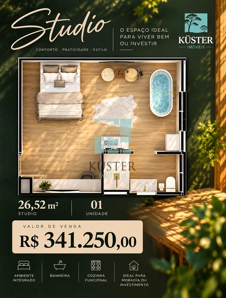 Studios de 20,99 m² a 30,65 m² com Condições Facilitadas de Pagamento: 28ª foto da galeria de imagens do imóvel