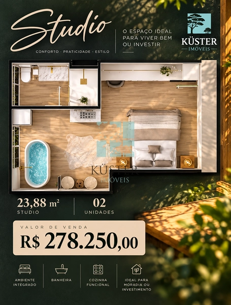 Studios de 20,99 m² a 30,65 m² com Condições Facilitadas de Pagamento: 27ª foto da galeria de imagens do imóvel